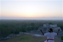 Maya Priest Tiburcio Can May greeting the rising Sun