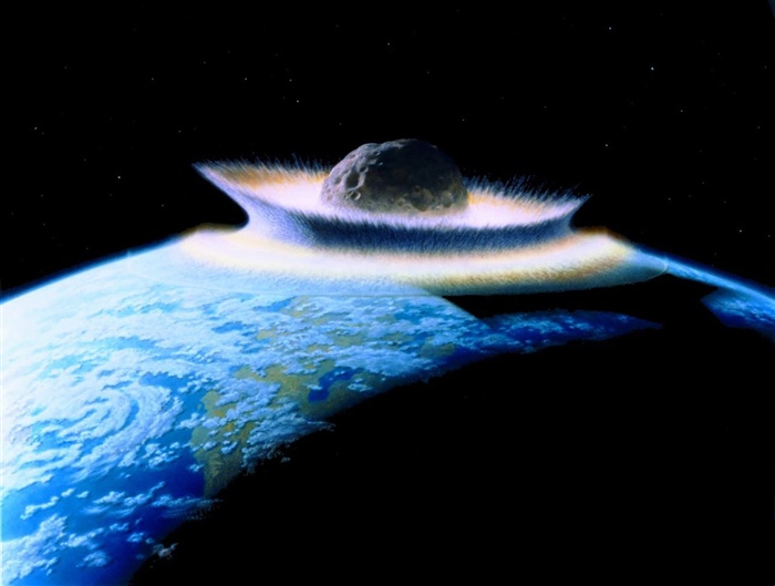 Planetoid Crashing into the Primordial Earth 