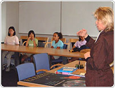 Dr. Janet Luhmann speaks to a group of students